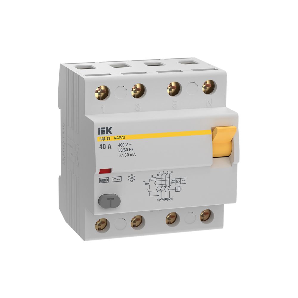 RCCB IEK KARAT MDV20-4-040-030 4P 40A 30mA 6KA TYPE AC