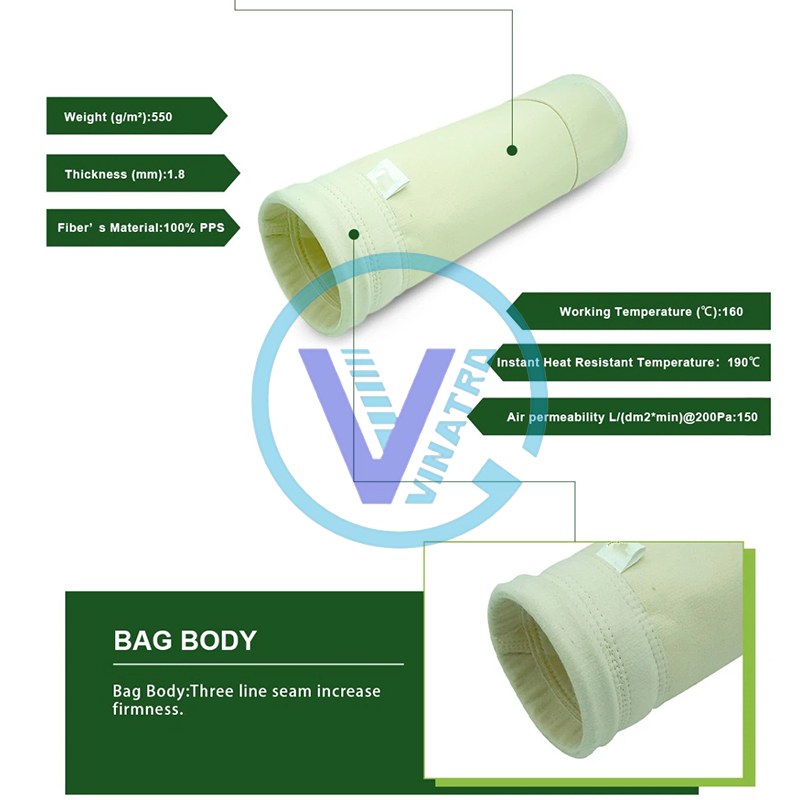 Túi lọc bụi chịu nhiệt PPS chống nước, chống dầu - Ảnh 6